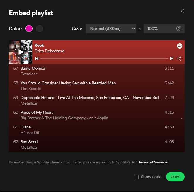 Embed playlist